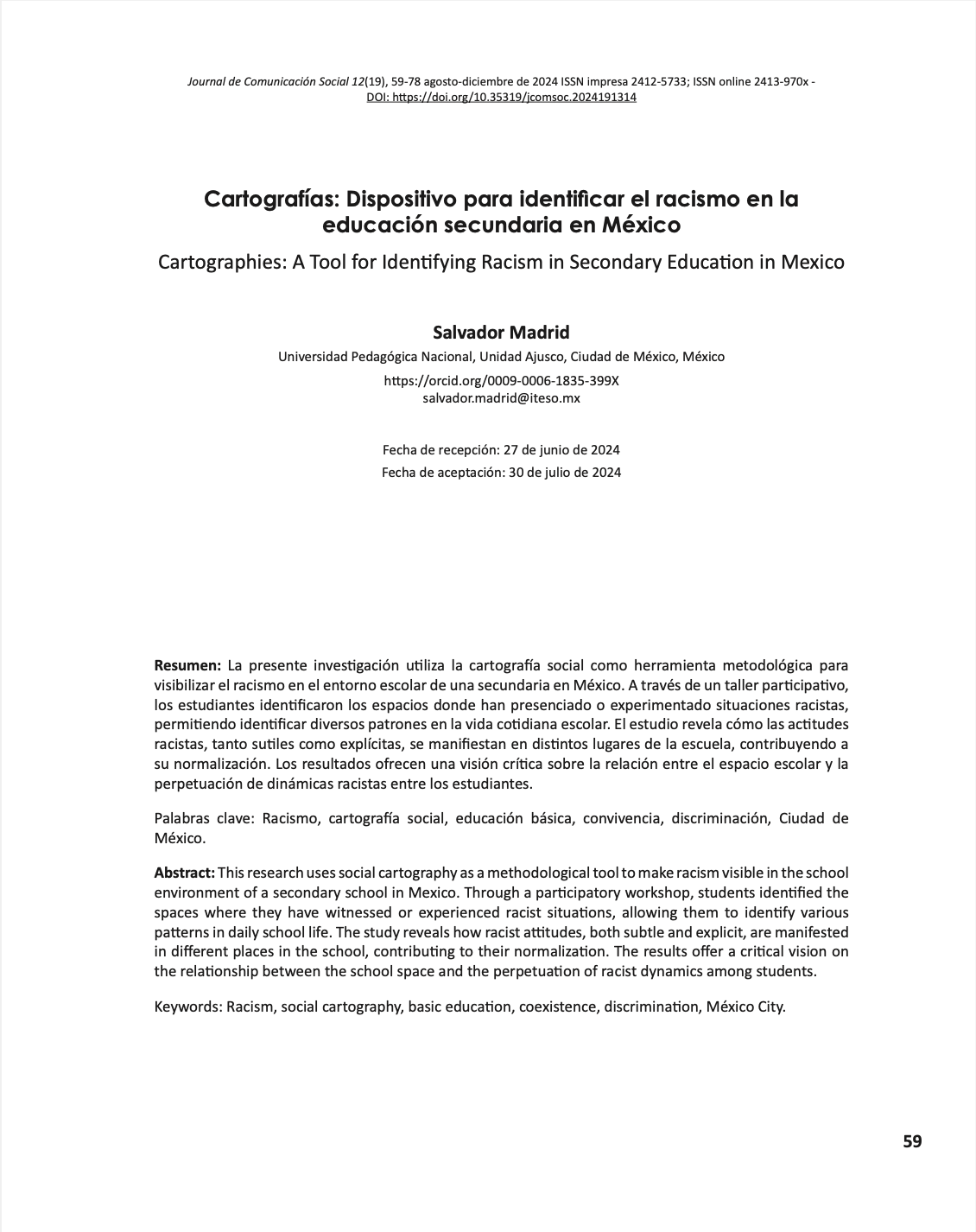  Cartografías: Dispositivo para identificar el racismo en la educación secundaria en México