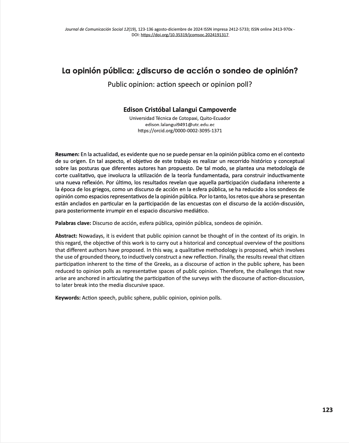 La opinión pública: ¿discurso de acción o sondeo de opinión?