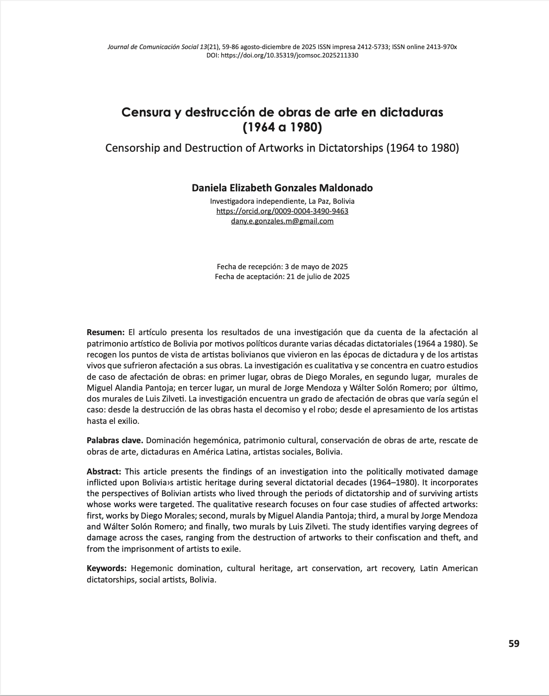 Censura y destrucción de obras de arte en dictaduras (1964 a 1980)