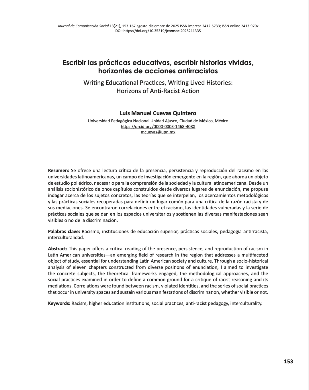 Escribir las prácticas educativas, escribir historias vividas, horizontes de acciones antirracistas